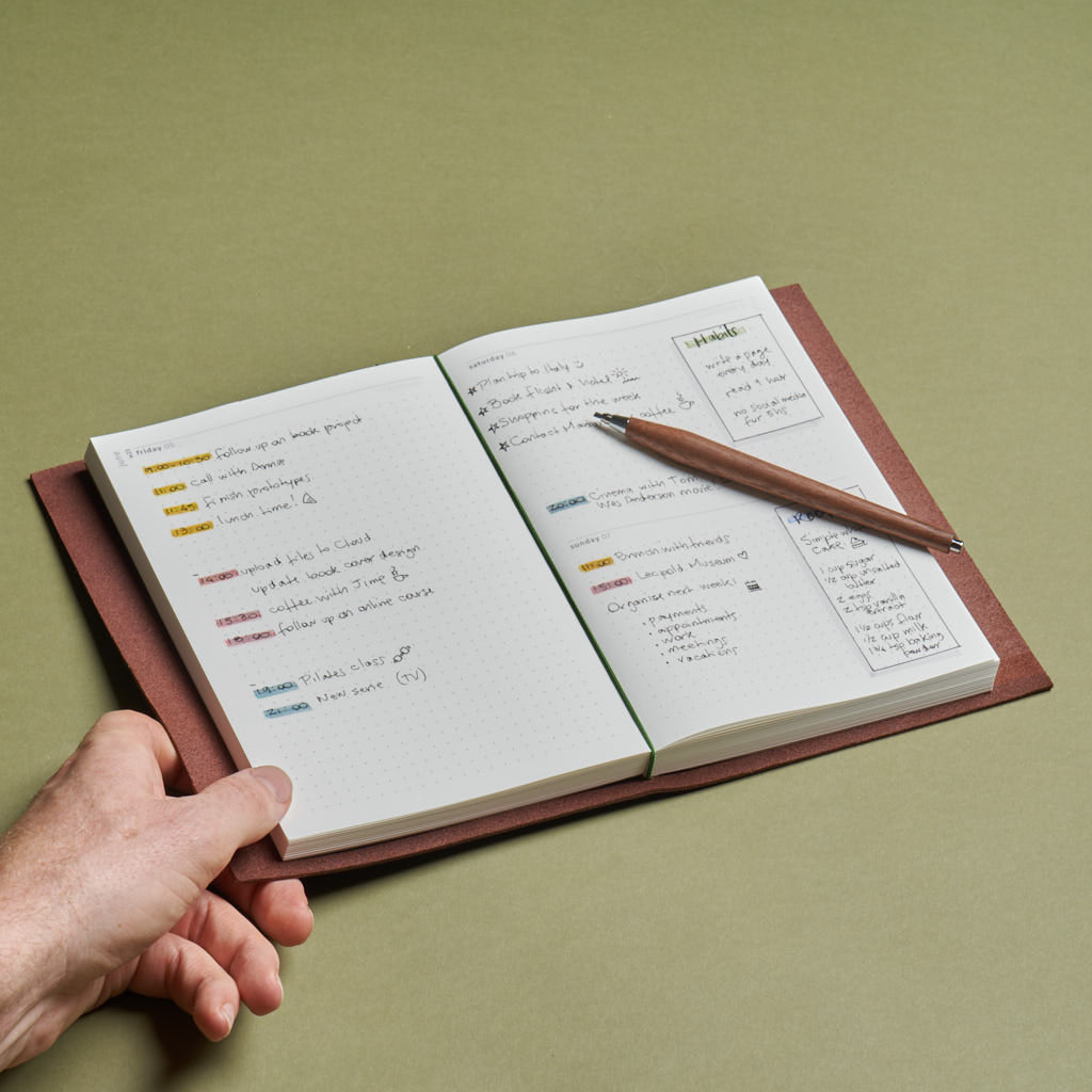 2026 Daily Planner Bundle – Refillable Leather Journal + Daily Planner ...
