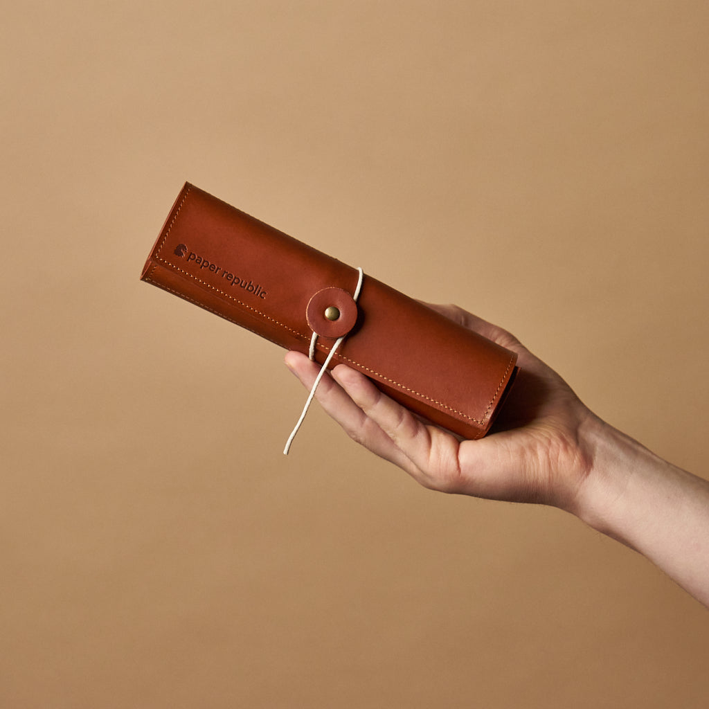 DIY Pencil Case - Genuine Leather Roll Up Pen Pencil Case, Back to